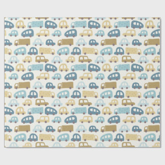 Cadeaupapier jongen auto's & vrachtwagens | Blauw