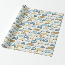 Cadeaupapier jongen auto's & vrachtwagens | Blauw