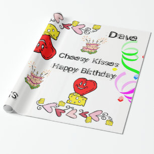 Cadeaupapier Kaasachtig Rode Hart Gefeliciteerd