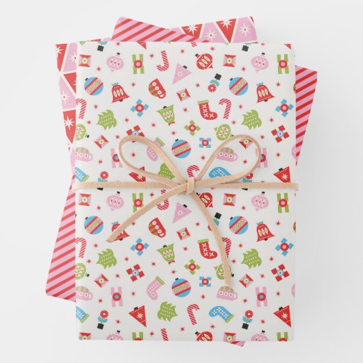 Cadeaupapier Kerst rood en roze inpakpapier Zij (In situ)