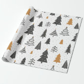 Cadeaupapier Kerstmis Winter Kerstboom (Uitgerold)