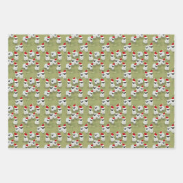 Cadeaupapier kerstset met charmante schapen