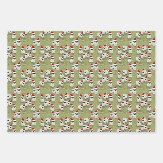 Cadeaupapier kerstset met charmante schapen (Voorkant)