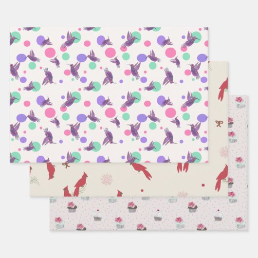 Cadeaupapier - Kolibries, Verjaardag, Kardinalen (Set)