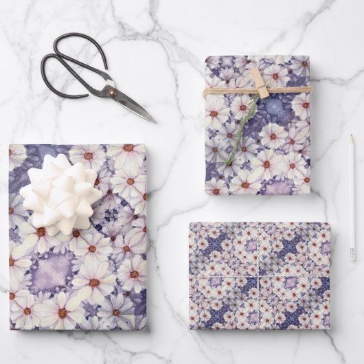 Cadeaupapier Lavendel Afrikaanse madeliefjes (Voorkant)