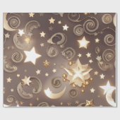 Cadeaupapier – Luxe Champagne Goud Celestiaal Maan (Vlak)