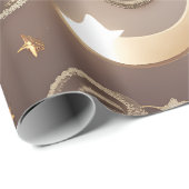 Cadeaupapier – Luxe Champagne Goud Celestiaal Maan (Rol Hoek)