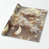 Cadeaupapier – Luxe Crème Kleurige Maan Cadeau (Uitgerold)