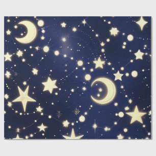 Cadeaupapier – Luxe Fluwelen Navy Hemelmaan