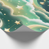 Cadeaupapier – Luxe Mintgroene Hemelse Maan (Hoek)