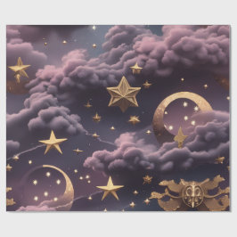 Cadeaupapier - Luxe Rookbruine Pruim Hemelse Maan