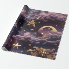 Cadeaupapier - Luxe Rookbruine Pruim Hemelse Maan