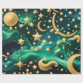 Cadeaupapier – Luxe Smaragd Kleur Hemelse Maan