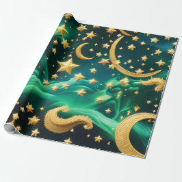 Cadeaupapier – Luxe Smaragd Kleur Hemelse Maan