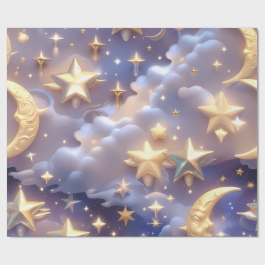 Cadeaupapier – Luxe Witte Hemelse Maan  (Vlak)