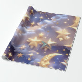 Cadeaupapier – Luxe Witte Hemelse Maan  (Uitgerold)