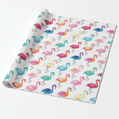 Cadeaupapier  - Meerkleurige Flamingo's (Uitgerold)