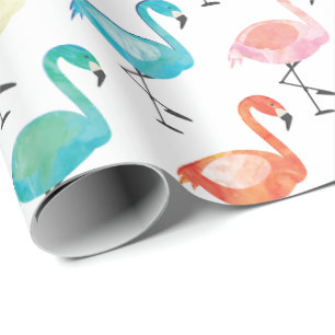 Cadeaupapier - Meerkleurige Flamingo's