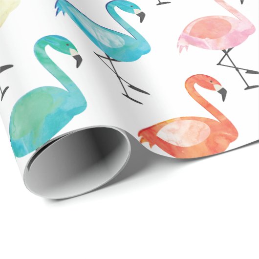 Cadeaupapier  - Meerkleurige Flamingo's (Rol Hoek)