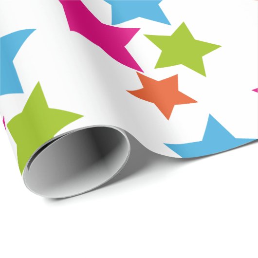Cadeaupapier - Meerkleurige sterren (Rol Hoek)