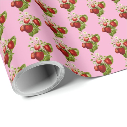 Cadeaupapier met aardbeien (Rol Hoek)