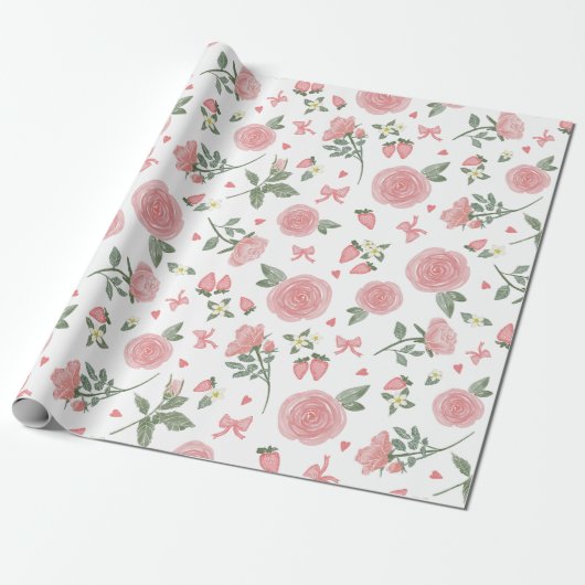 Cadeaupapier met aardbeien-crush (Uitgerold)
