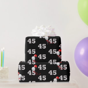 Cadeaupapier met ballonboeket voor 45e verjaardag