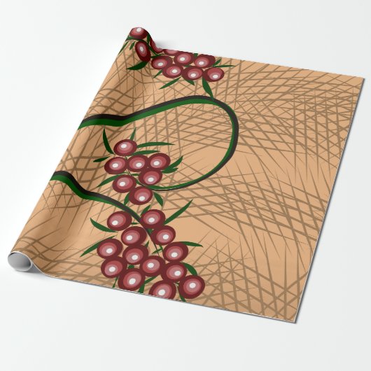 Cadeaupapier met Berry patroon (Uitgerold)