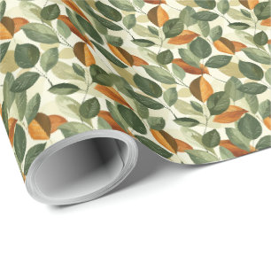 Cadeaupapier met bladontwerp en herfstbladeren