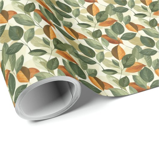 Cadeaupapier met bladontwerp en herfstbladeren (Rol Hoek)