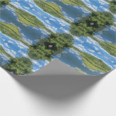 Cadeaupapier met blauwe luchten (Hoek)