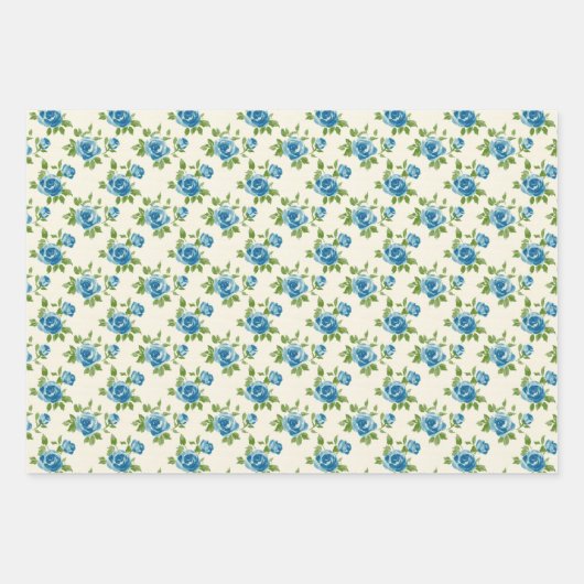 Cadeaupapier met blauwe rozen (Voorkant)
