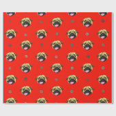 Cadeaupapier met cute Pug-gezicht Rood (Vlak)