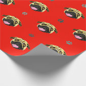 Cadeaupapier met cute Pug-gezicht Rood (Hoek)