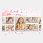 Cadeaupapier met foto collage en pastel harten (Voorkant)