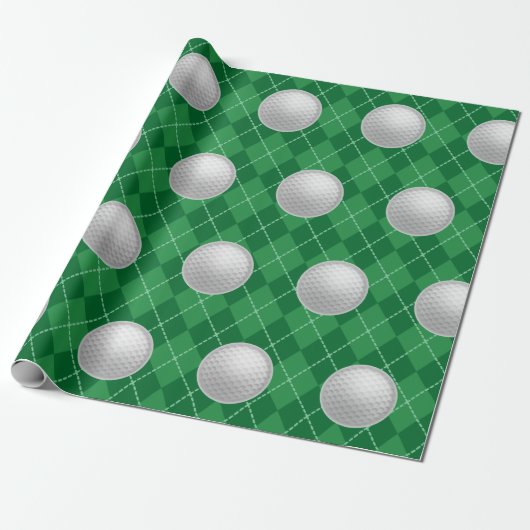 Cadeaupapier met golfbal motief (Uitgerold)