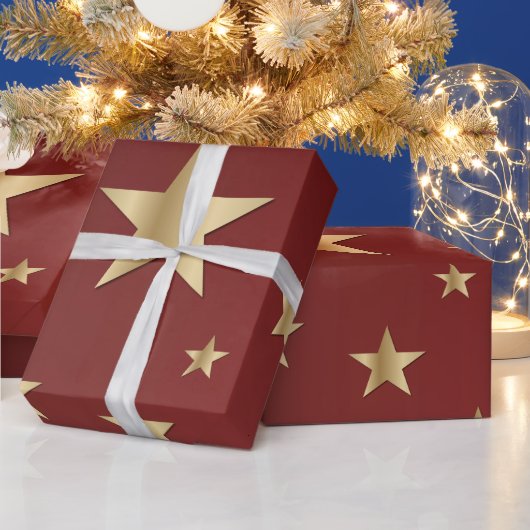 Cadeaupapier met gouden sterren (Feestdagen)