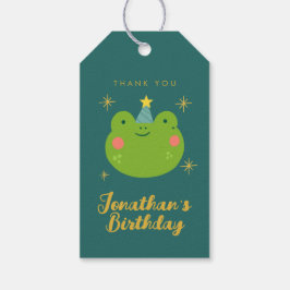 Cadeaupapier met kikker voor verjaardag bedankt  cadeaulabel