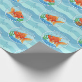 Cadeaupapier met kom met goudvissen (Hoek)