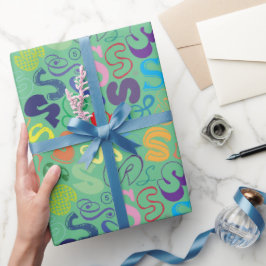Cadeaupapier met letter S - Groen