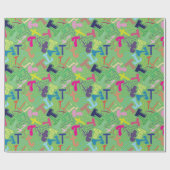 Cadeaupapier met letter T - Groen (Vlak)