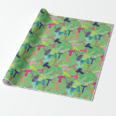 Cadeaupapier met letter T - Groen (Uitgerold)