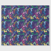 Cadeaupapier met letter T - marineblauw (Vlak)