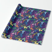 Cadeaupapier met letter T - marineblauw (Uitgerold)