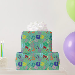 Cadeaupapier met letter U - Groen