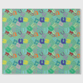 Cadeaupapier met letter U - Groen (Vlak)