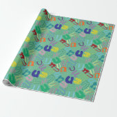 Cadeaupapier met letter U - Groen (Uitgerold)