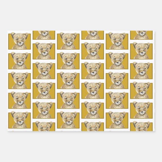 Cadeaupapier met luipaard motief vellen | Safari d (Voorkant 3)