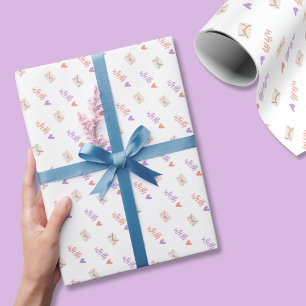 Cadeaupapier met 'Met Liefde' in Roze Paars en Wit