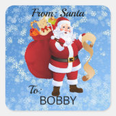 Cadeaupapier met naam SANTA CLAUS - op maat - naam Vierkante Sticker (Voorkant)